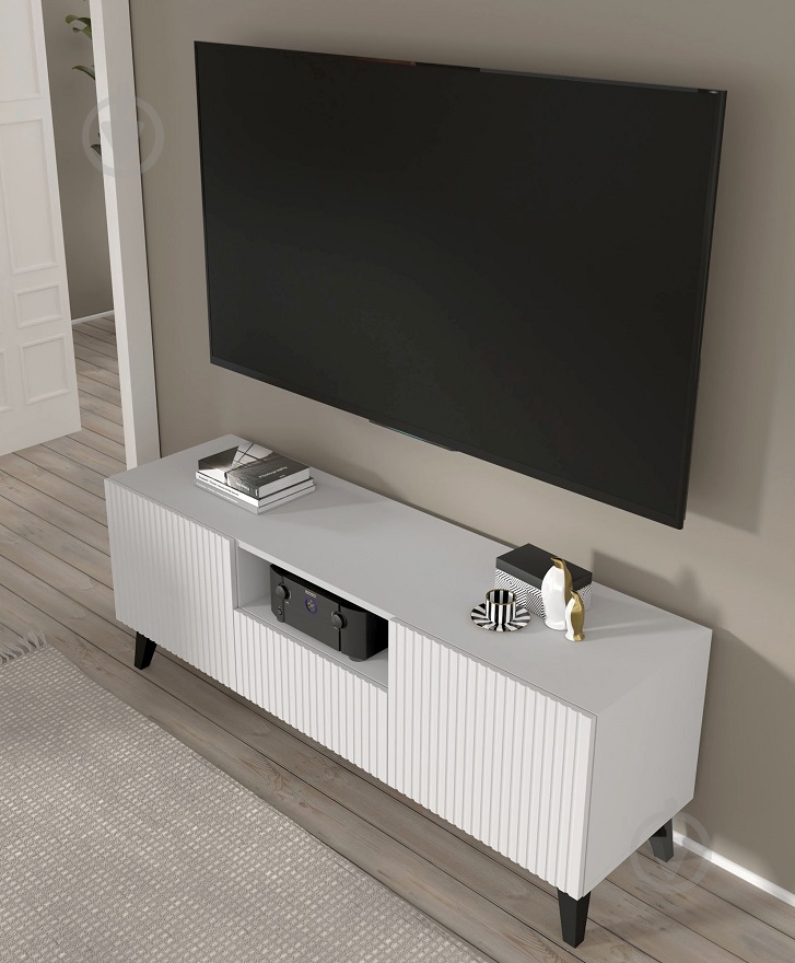 Тумба под ТВ BIM Furniture Ravenna 2д1ш 1500x560x420 мм черный матовый/белый (RAVENNA_PB_FOILED_MDF_TV_STAND) - фото 3 Тумба под ТВ BIM Furniture Ravenna 2д1ш 1500x560x420 мм черный матовый/белый (RAVENNA_PB_FOILED_MDF_TV_STAND) - фото 3