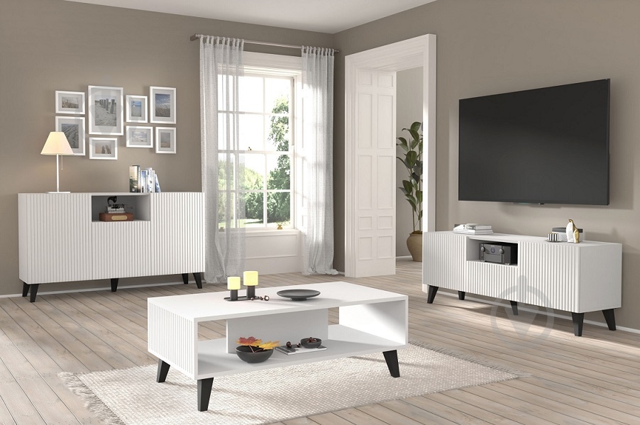 Тумба под ТВ BIM Furniture Ravenna 2д1ш 1500x560x420 мм черный матовый/белый (RAVENNA_PB_FOILED_MDF_TV_STAND) - фото 4 Тумба под ТВ BIM Furniture Ravenna 2д1ш 1500x560x420 мм черный матовый/белый (RAVENNA_PB_FOILED_MDF_TV_STAND) - фото 4