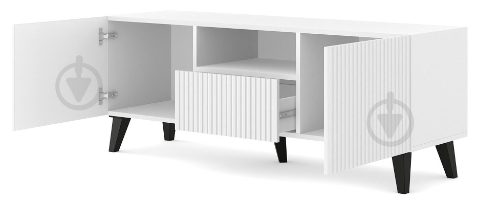 Тумба под ТВ BIM Furniture Ravenna 2д1ш 1500x560x420 мм черный матовый/белый (RAVENNA_PB_FOILED_MDF_TV_STAND) - фото 2 Тумба под ТВ BIM Furniture Ravenna 2д1ш 1500x560x420 мм черный матовый/белый (RAVENNA_PB_FOILED_MDF_TV_STAND) - фото 2