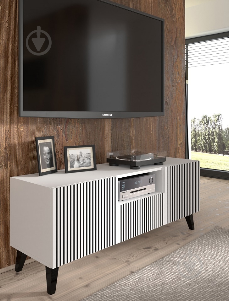 Тумба под ТВ BIM Furniture Ravenna 2д1ш 1500x560x420 мм черный/белый матовый (RAVENNA_P_PAINTED_MDF_TV_STAND) - фото 7 Тумба под ТВ BIM Furniture Ravenna 2д1ш 1500x560x420 мм черный/белый матовый (RAVENNA_P_PAINTED_MDF_TV_STAND) - фото 7