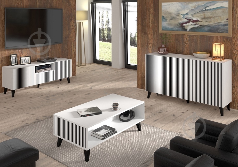 Тумба под ТВ BIM Furniture Ravenna 2д1ш 1500x560x420 мм черный/белый матовый (RAVENNA_P_PAINTED_MDF_TV_STAND) - фото 8 Тумба под ТВ BIM Furniture Ravenna 2д1ш 1500x560x420 мм черный/белый матовый (RAVENNA_P_PAINTED_MDF_TV_STAND) - фото 8