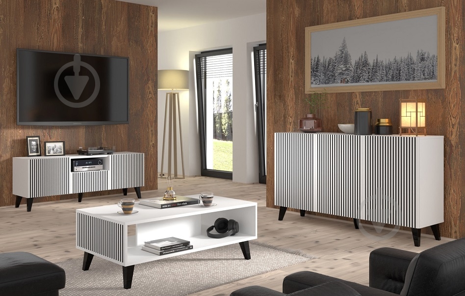 Тумба под ТВ BIM Furniture Ravenna 2д1ш 1500x560x420 мм черный/белый матовый (RAVENNA_P_PAINTED_MDF_TV_STAND) - фото 6 Тумба под ТВ BIM Furniture Ravenna 2д1ш 1500x560x420 мм черный/белый матовый (RAVENNA_P_PAINTED_MDF_TV_STAND) - фото 6