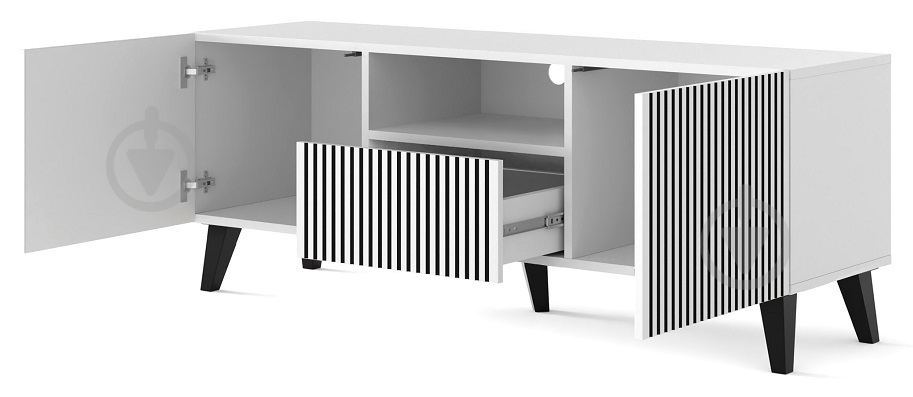 Тумба под ТВ BIM Furniture Ravenna 2д1ш 1500x560x420 мм черный/белый матовый (RAVENNA_P_PAINTED_MDF_TV_STAND) - фото 2 Тумба под ТВ BIM Furniture Ravenna 2д1ш 1500x560x420 мм черный/белый матовый (RAVENNA_P_PAINTED_MDF_TV_STAND) - фото 2