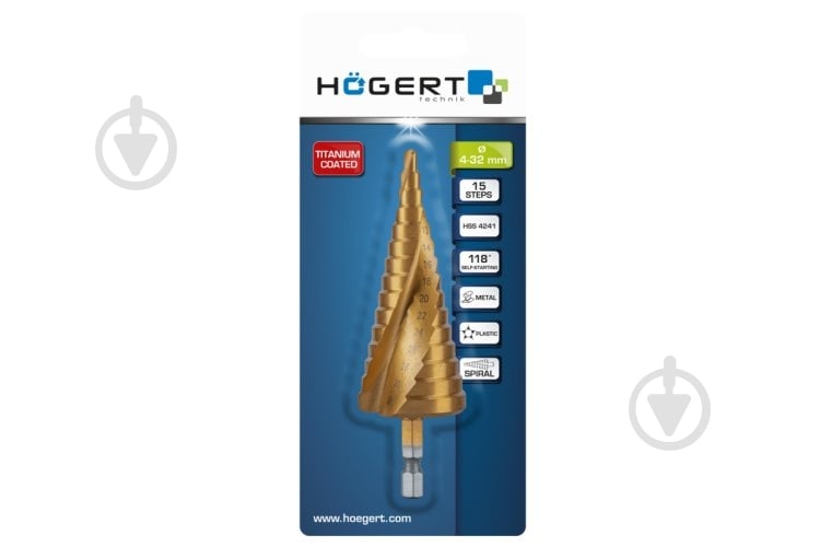 Сверло ступенчатое HOEGERT 4-32 мм HT6D326 - фото 2