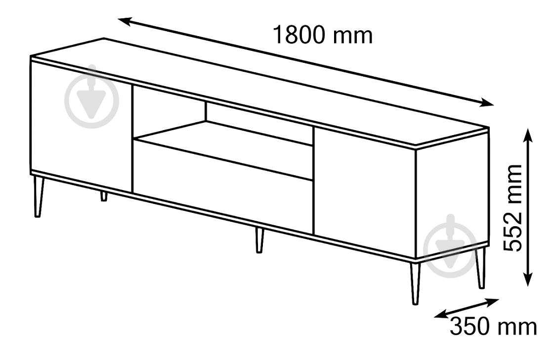 Тумба під ТВ BIM Furniture Petra 2д2ш 1800x550x350 мм білий матовий(PETRA_TV_STAND_180_2D1S_WHITE_) - фото 6 Тумба під ТВ BIM Furniture Petra 2д2ш 1800x550x350 мм білий матовий(PETRA_TV_STAND_180_2D1S_WHITE_) - фото 6