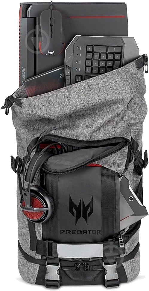 Рюкзак Acer Predator Rolltop Backpack PBG6A1 15" grey (NP.BAG1A.290) - фото 6 Рюкзак Acer Predator Rolltop Backpack PBG6A1 15" grey (NP.BAG1A.290) - фото 6
