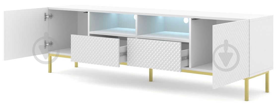 Тумба под ТВ BIM Furniture Ravenna 2д1ш 2000x580x420 мм золотой/белый (RAVENNA_CCK_DIAMOND_MDF_HG_TV_) - фото 2