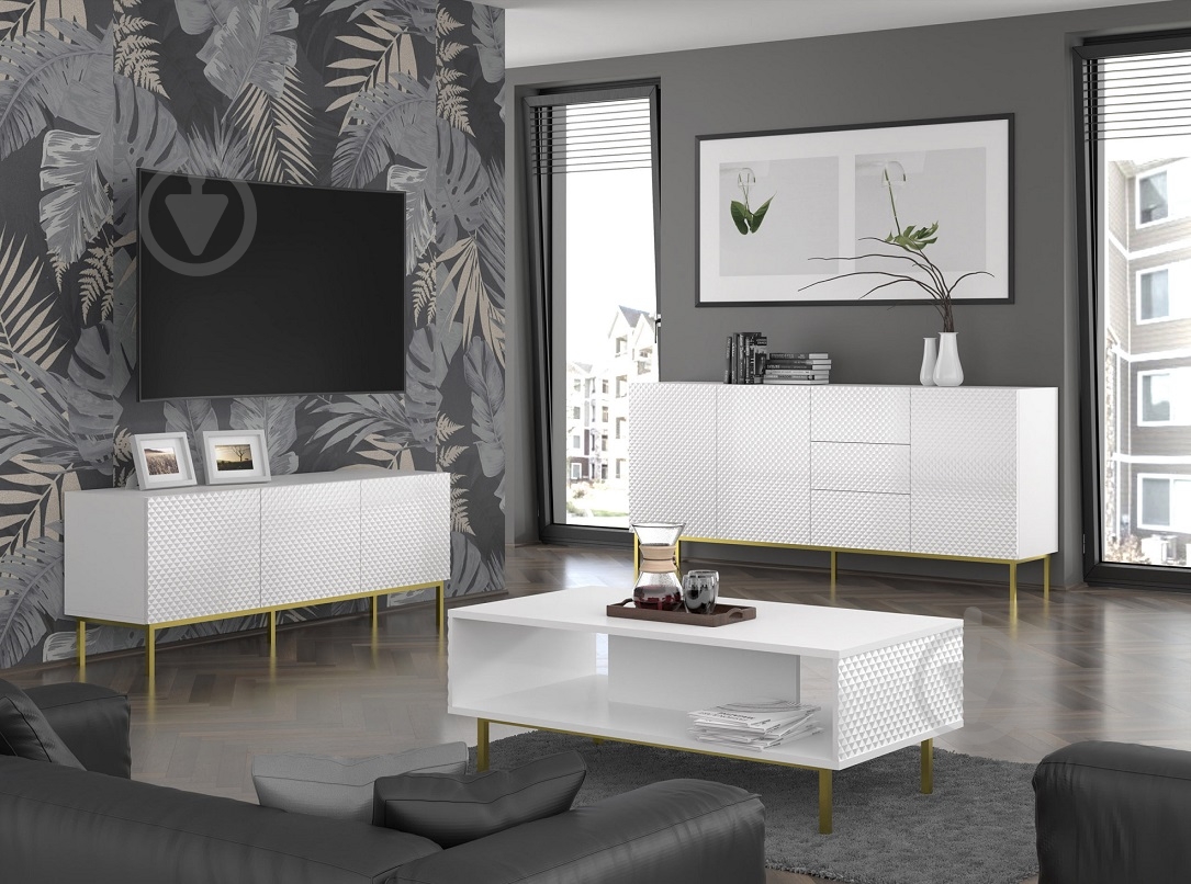 Тумба під ТВ BIM Furniture Ravenna 3д 1500x560x420 мм чорний/білий (RAVENNA_C_DIAMOND_MDF_HG_TV_ST) - фото 5 Тумба під ТВ BIM Furniture Ravenna 3д 1500x560x420 мм чорний/білий (RAVENNA_C_DIAMOND_MDF_HG_TV_ST) - фото 5