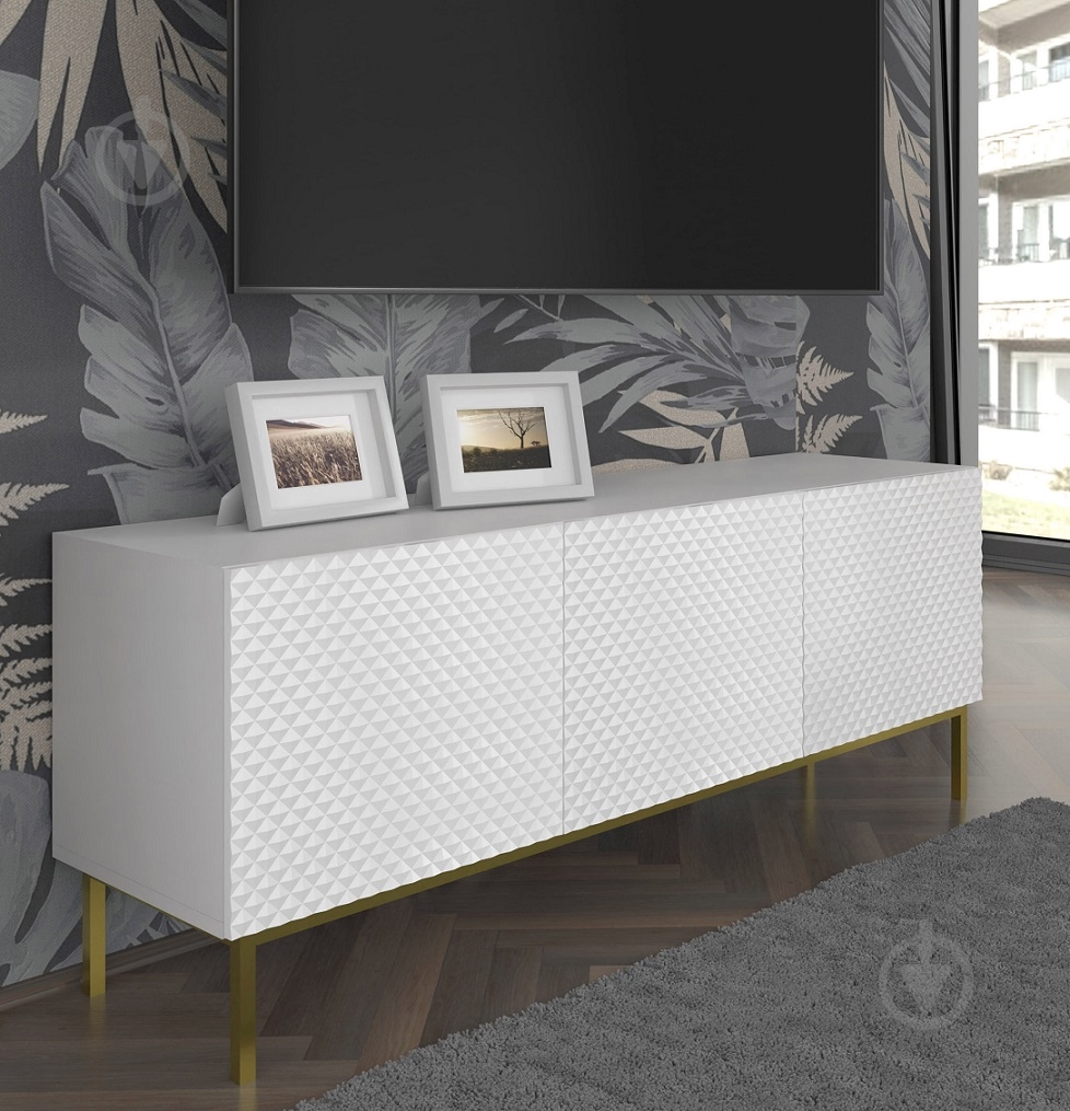 Тумба під ТВ BIM Furniture Ravenna 3д 1500x560x420 мм чорний/білий (RAVENNA_C_DIAMOND_MDF_HG_TV_ST) - фото 4 Тумба під ТВ BIM Furniture Ravenna 3д 1500x560x420 мм чорний/білий (RAVENNA_C_DIAMOND_MDF_HG_TV_ST) - фото 4