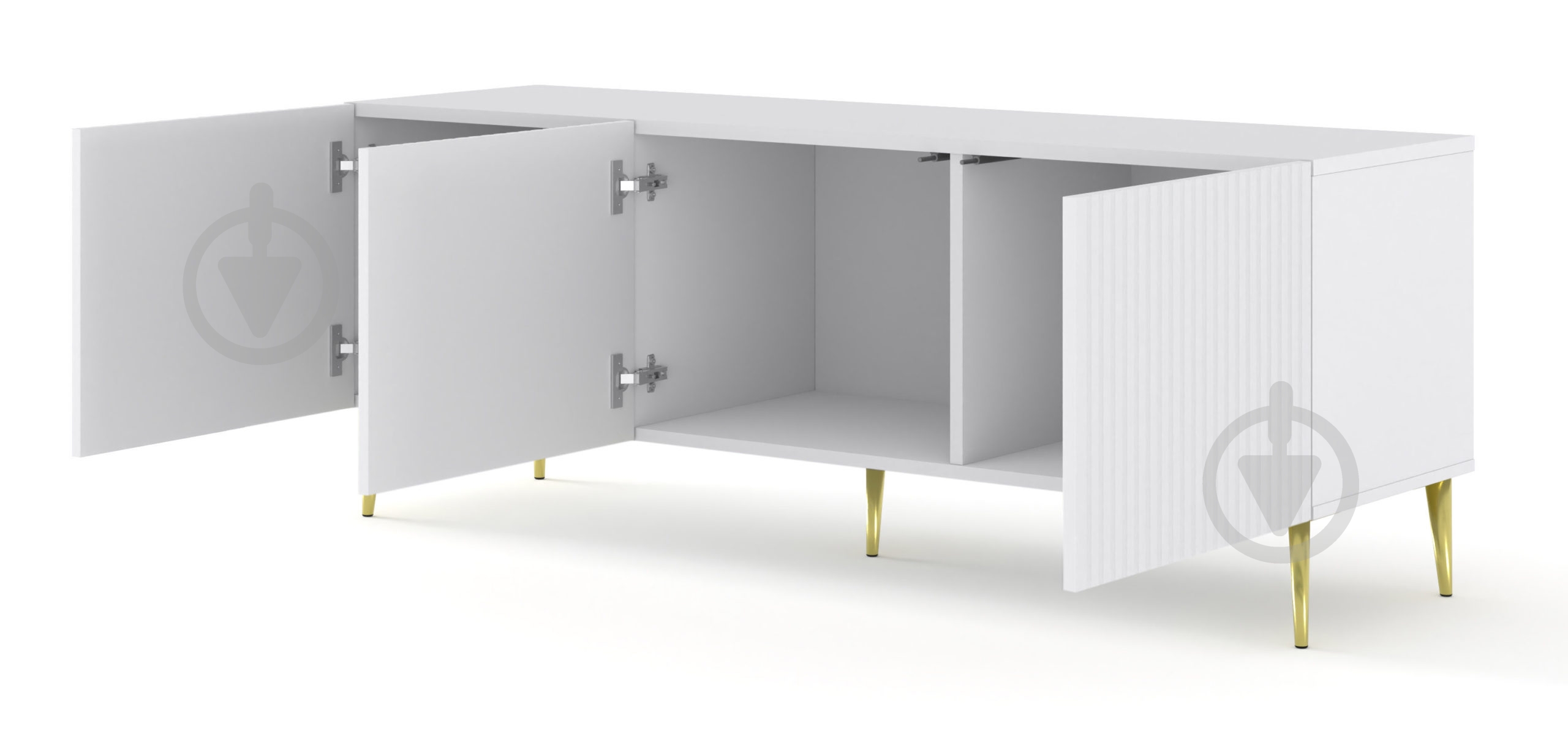 Тумба под ТВ BIM Furniture Ravenna 3д 1500x560x420 мм золотой/белый матовый (RAVENNA_B_FOILED_MDF_TV_STAND_) - фото 2 Тумба под ТВ BIM Furniture Ravenna 3д 1500x560x420 мм золотой/белый матовый (RAVENNA_B_FOILED_MDF_TV_STAND_) - фото 2