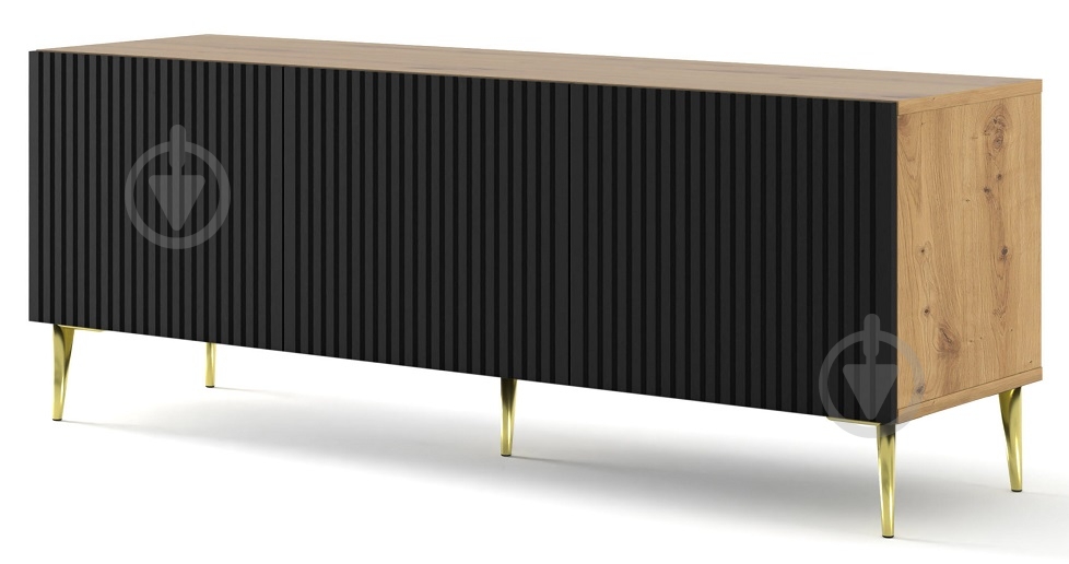 Тумба под ТВ BIM Furniture Ravenna 3д 1500x560x420 мм дуб артизан/золотой/черный матовый (RAVENNA_B_FOILED_MDF_TV_STAND_) - фото 1 Тумба под ТВ BIM Furniture Ravenna 3д 1500x560x420 мм дуб артизан/золотой/черный матовый (RAVENNA_B_FOILED_MDF_TV_STAND_) - фото 1