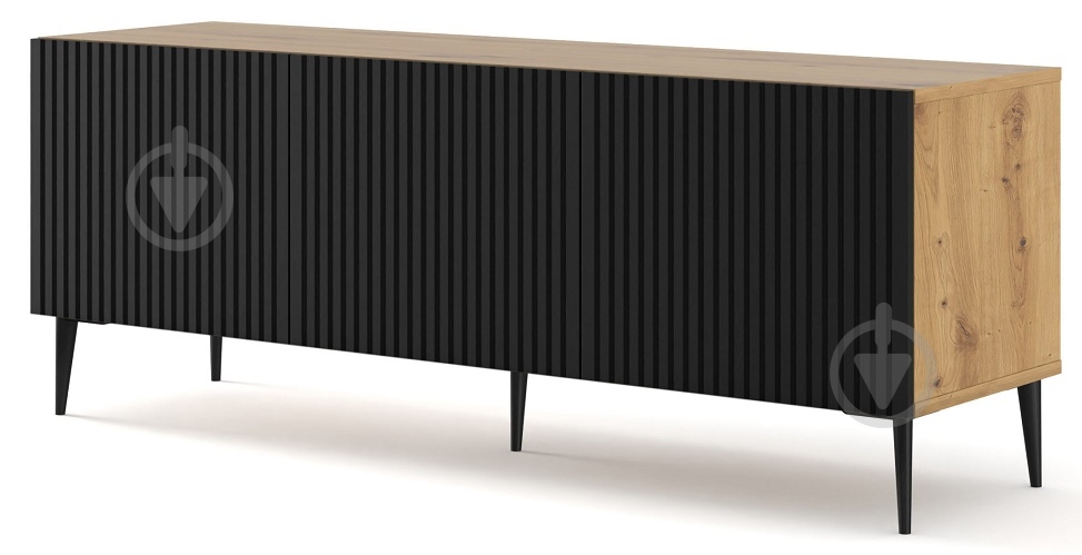 Тумба під ТВ BIM Furniture Ravenna 3д 1500x560x420 мм дуб артізан/чорний/чорний матовий (RAVENNA_B_FOILED_MDF_TV_STAND_) - фото 1 Тумба під ТВ BIM Furniture Ravenna 3д 1500x560x420 мм дуб артізан/чорний/чорний матовий (RAVENNA_B_FOILED_MDF_TV_STAND_) - фото 1