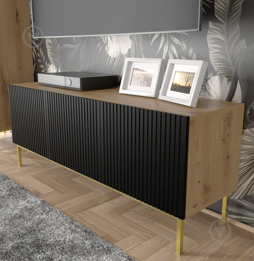 Тумба під ТВ BIM Furniture Ravenna 3д 1500x560x420 мм дуб артізан/чорний/чорний матовий (RAVENNA_B_FOILED_MDF_TV_STAND_) - фото 5 Тумба під ТВ BIM Furniture Ravenna 3д 1500x560x420 мм дуб артізан/чорний/чорний матовий (RAVENNA_B_FOILED_MDF_TV_STAND_) - фото 5