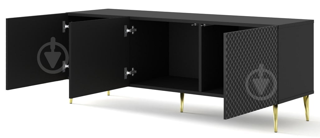 Тумба під ТВ BIM Furniture Ravenna 3д 1500x560x420 мм чорний/золотий(RAVENNA_C_DIAMOND_MDF_HG_TV_ST) - фото 2