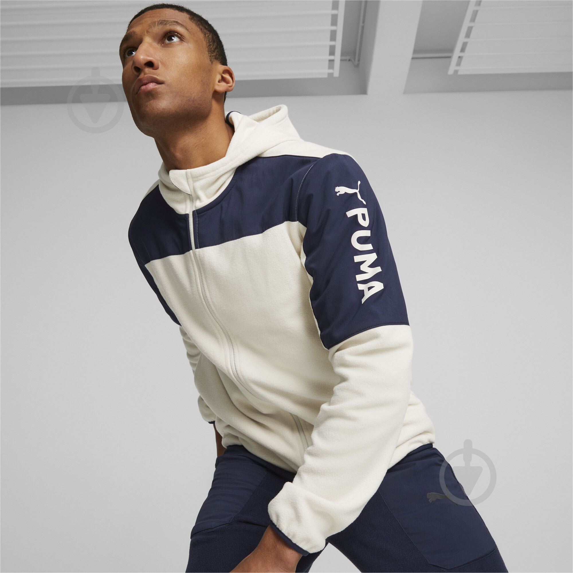 Джемпер Puma PUMA FIT HYBRID POLAR FLEECE/WOVEN JACKET 52389187 р.M синий - фото 3