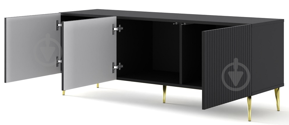 Тумба під ТВ BIM Furniture Ravenna 3д 1500x560x420 мм чорний матовий/золотий(RAVENNA_B_FOILED_MDF_TV_STAND_) - фото 2 Тумба під ТВ BIM Furniture Ravenna 3д 1500x560x420 мм чорний матовий/золотий(RAVENNA_B_FOILED_MDF_TV_STAND_) - фото 2