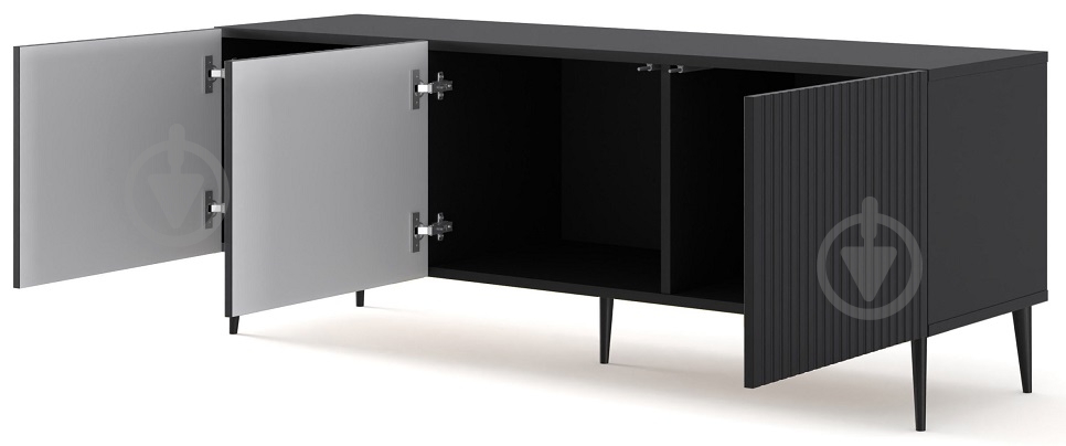Тумба под ТВ BIM Furniture Ravenna 3д 1500x560x420 мм черный матовый/черный(RAVENNA_B_FOILED_MDF_TV_STAND_) - фото 2 Тумба под ТВ BIM Furniture Ravenna 3д 1500x560x420 мм черный матовый/черный(RAVENNA_B_FOILED_MDF_TV_STAND_) - фото 2