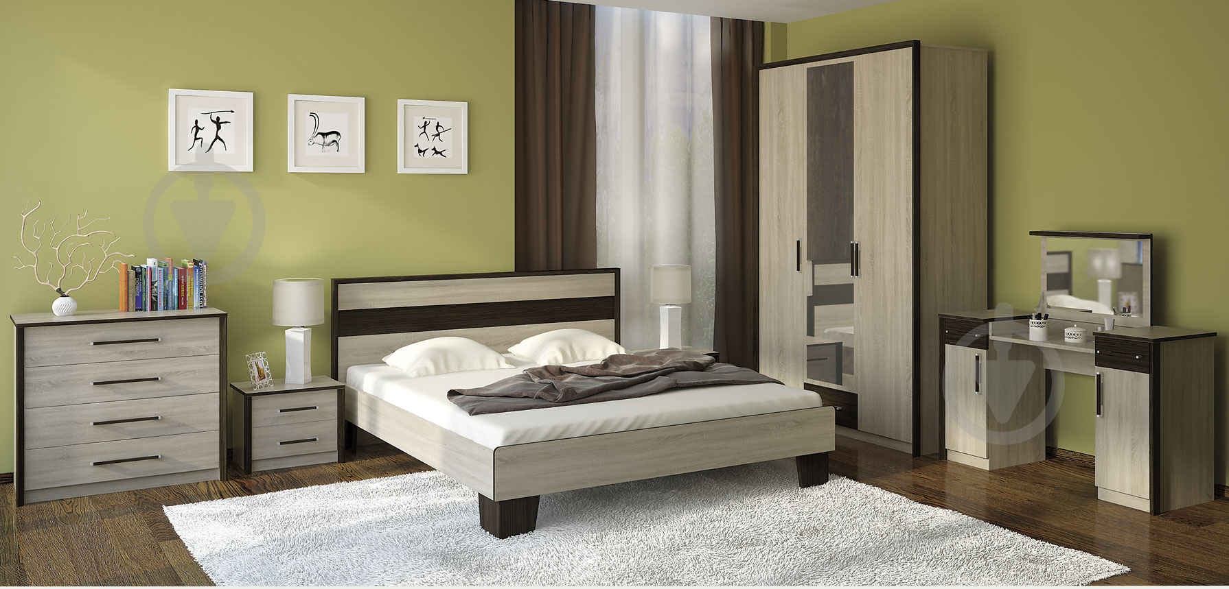 Кровать SOKME Скарлет 90x200 см дуб сонома/венге магия - фото 3