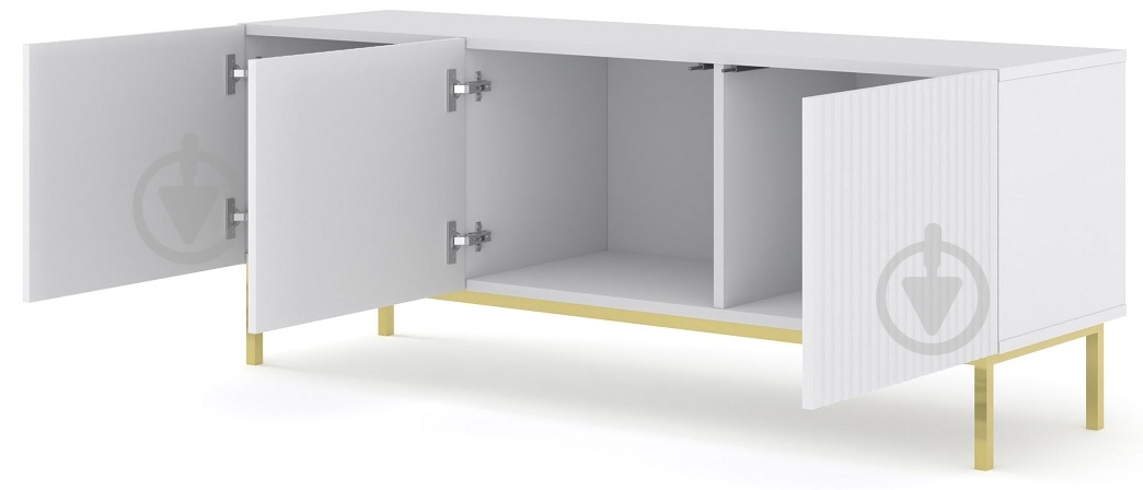 Тумба під ТВ BIM Furniture Ravenna 3д 1500x580x420 мм золотий/білий матовий (RAVENNA_B_FOILED_MDF_TV_STAND_) - фото 2 Тумба під ТВ BIM Furniture Ravenna 3д 1500x580x420 мм золотий/білий матовий (RAVENNA_B_FOILED_MDF_TV_STAND_) - фото 2