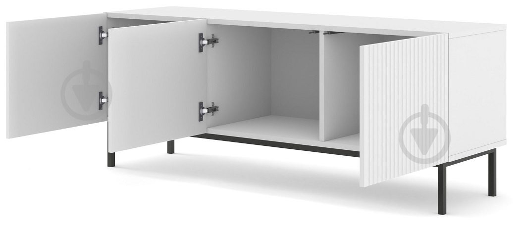 Тумба під ТВ BIM Furniture Ravenna 3д 1500x580x420 мм чорний матовий/білий матовий (RAVENNA_B_FOILED_MDF_TV_STAND_) - фото 2 Тумба під ТВ BIM Furniture Ravenna 3д 1500x580x420 мм чорний матовий/білий матовий (RAVENNA_B_FOILED_MDF_TV_STAND_) - фото 2