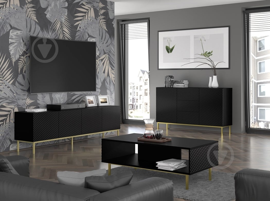 Тумба под ТВ BIM Furniture Ravenna 3д 1500x580x420 мм черный(RAVENNA_C_DIAMOND_MDF_HG_TV_ST) - фото 4