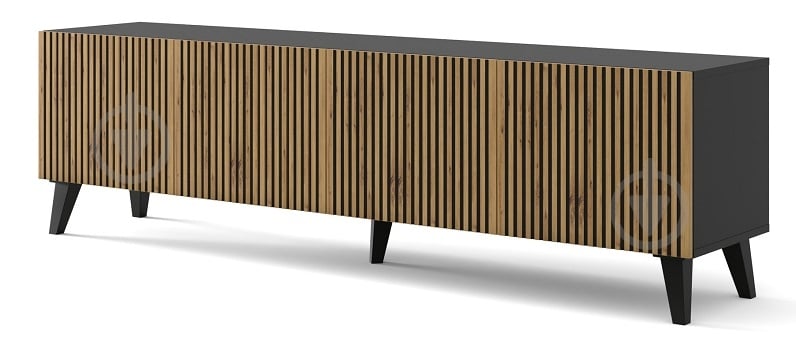 Тумба под ТВ BIM Furniture Ravenna 4д 2000x560x420 мм дуб артизан/черный/черный матовый (RAVENNA_F_PAINTED_MDF_TV_STAND) - фото 1 Тумба под ТВ BIM Furniture Ravenna 4д 2000x560x420 мм дуб артизан/черный/черный матовый (RAVENNA_F_PAINTED_MDF_TV_STAND) - фото 1