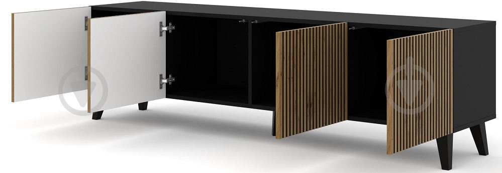 Тумба под ТВ BIM Furniture Ravenna 4д 2000x560x420 мм дуб артизан/черный/черный матовый (RAVENNA_F_PAINTED_MDF_TV_STAND) - фото 2 Тумба под ТВ BIM Furniture Ravenna 4д 2000x560x420 мм дуб артизан/черный/черный матовый (RAVENNA_F_PAINTED_MDF_TV_STAND) - фото 2