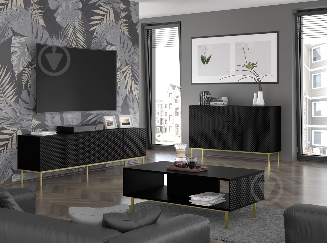 Тумба под ТВ BIM Furniture Ravenna 4д 2000x560x420 мм черный(RAVENNA_C_DIAMOND_MDF_HG_TV_ST) - фото 4 Тумба под ТВ BIM Furniture Ravenna 4д 2000x560x420 мм черный(RAVENNA_C_DIAMOND_MDF_HG_TV_ST) - фото 4