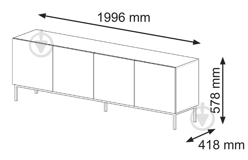 Тумба под ТВ BIM Furniture Ravenna 4д 2000x580x420 мм золотой/белый (RAVENNA_C_DIAMOND_MDF_HG_TV_ST) - фото 3 Тумба под ТВ BIM Furniture Ravenna 4д 2000x580x420 мм золотой/белый (RAVENNA_C_DIAMOND_MDF_HG_TV_ST) - фото 3