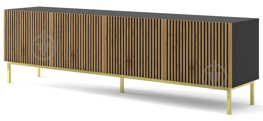 Тумба под ТВ BIM Furniture Ravenna 4д 2000x580x420 мм дуб артизан/золотой/черный матовый (RAVENNA_F_PAINTED_MDF_TV_STAND) - фото 1 Тумба под ТВ BIM Furniture Ravenna 4д 2000x580x420 мм дуб артизан/золотой/черный матовый (RAVENNA_F_PAINTED_MDF_TV_STAND) - фото 1