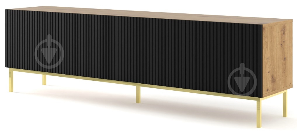 Тумба під ТВ BIM Furniture Ravenna 4д 2000x580x420 мм дуб артізан/золотий/чорний матовий (RAVENNA_B_FOILED_MDF_TV_STAND_) - фото 1