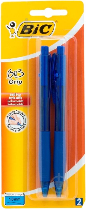 Набор ручек шариковых BIC BUZ Grip синие 2 шт. - фото 1