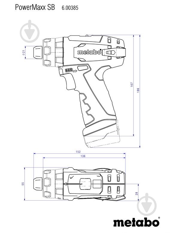 Шуруповерт ударный аккумуляторный Metabo PowerMaxx SB Basic Set 600385710 - фото 7