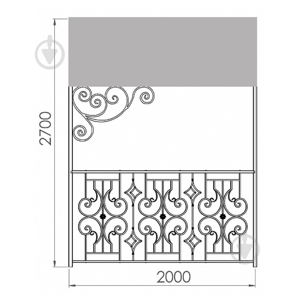 Навіс кований Артдеко КН-46 3500х2700х2000 мм (комплект елементів) - фото 3