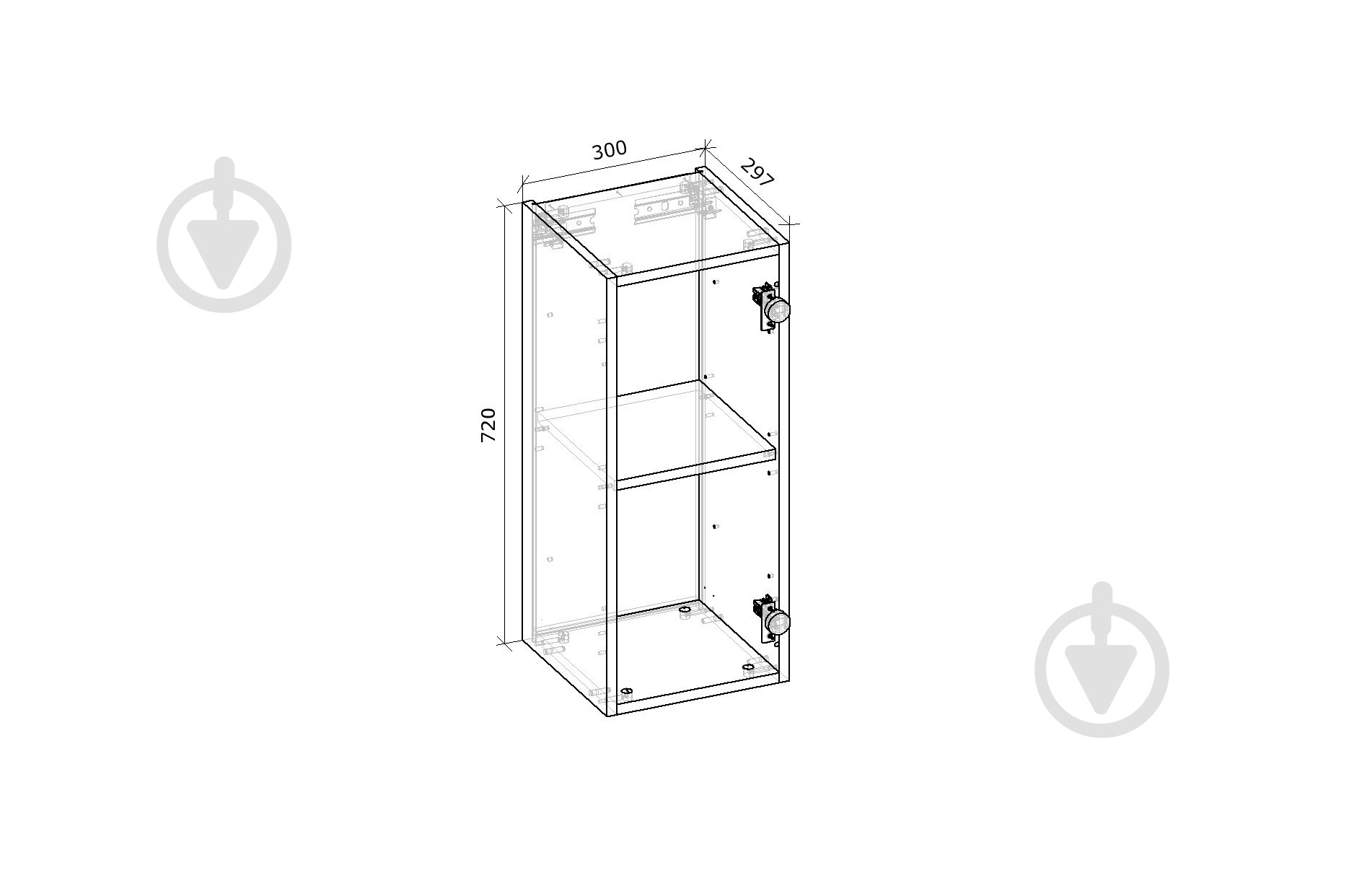 Шкаф верхний Грейд Оптимум 300x720x297 мм дуб артизан - фото 2