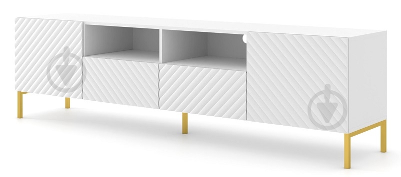 Тумба під ТВ BIM Furniture Surf 2д2ш 2000x560x420 мм золотий/білий матовий (SURF_TV_STAND_200_2D2S_WHITE_M) - фото 1 Тумба під ТВ BIM Furniture Surf 2д2ш 2000x560x420 мм золотий/білий матовий (SURF_TV_STAND_200_2D2S_WHITE_M) - фото 1