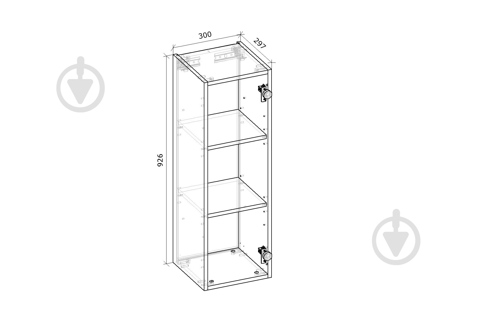 Шкаф верхний Грейд Оптимум 300x926x297 мм фунго - фото 2
