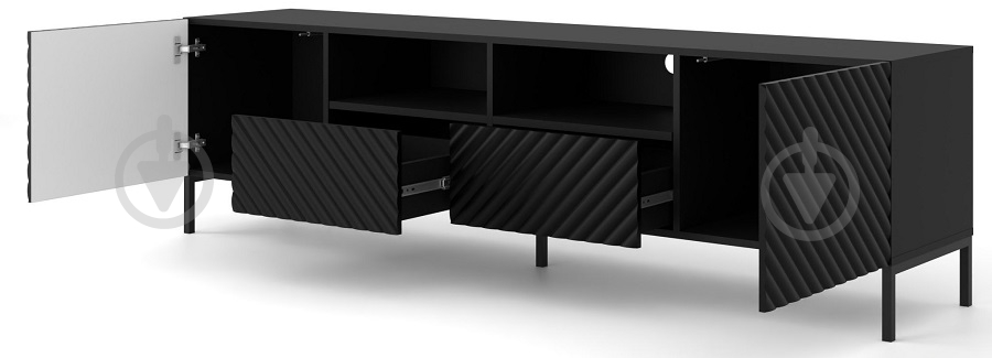 Тумба під ТВ BIM Furniture Surf 2д2ш 2000x560x420 мм чорний матовий/чорний(SURF_TV_STAND_200_2D2S_BLACK_M) - фото 2 Тумба під ТВ BIM Furniture Surf 2д2ш 2000x560x420 мм чорний матовий/чорний(SURF_TV_STAND_200_2D2S_BLACK_M) - фото 2