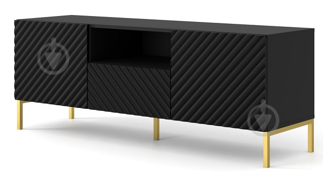 Тумба під ТВ BIM Furniture Surf 2д1ш 1500x560x420 мм чорний матовий/золотий(SURF_TV_STAND_150_2D1S_BLACK_M) - фото 1 Тумба під ТВ BIM Furniture Surf 2д1ш 1500x560x420 мм чорний матовий/золотий(SURF_TV_STAND_150_2D1S_BLACK_M) - фото 1