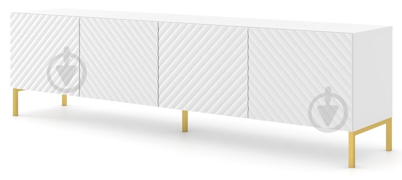 Тумба під ТВ BIM Furniture Surf 4д 2000x560x420 мм золотий/білий матовий (SURF_TV_STAND_200_4D_WHITE_MAT) - фото 1 Тумба під ТВ BIM Furniture Surf 4д 2000x560x420 мм золотий/білий матовий (SURF_TV_STAND_200_4D_WHITE_MAT) - фото 1