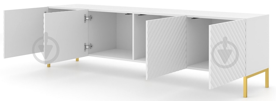 Тумба під ТВ BIM Furniture Surf 4д 2000x560x420 мм золотий/білий матовий (SURF_TV_STAND_200_4D_WHITE_MAT) - фото 2 Тумба під ТВ BIM Furniture Surf 4д 2000x560x420 мм золотий/білий матовий (SURF_TV_STAND_200_4D_WHITE_MAT) - фото 2