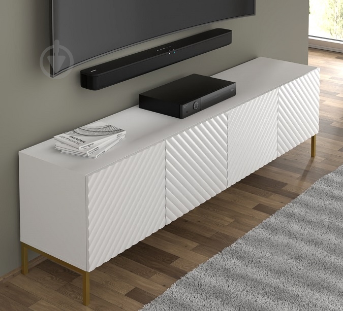 Тумба під ТВ BIM Furniture Surf 4д 2000x560x420 мм золотий/білий матовий (SURF_TV_STAND_200_4D_WHITE_MAT) - фото 5 Тумба під ТВ BIM Furniture Surf 4д 2000x560x420 мм золотий/білий матовий (SURF_TV_STAND_200_4D_WHITE_MAT) - фото 5