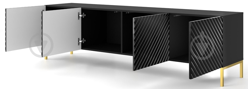 Тумба под ТВ BIM Furniture Surf 4д 2000x560x420 мм черный/золотой(SURF_TV_STAND_200_4D_BLACK_GLO) - фото 2 Тумба под ТВ BIM Furniture Surf 4д 2000x560x420 мм черный/золотой(SURF_TV_STAND_200_4D_BLACK_GLO) - фото 2