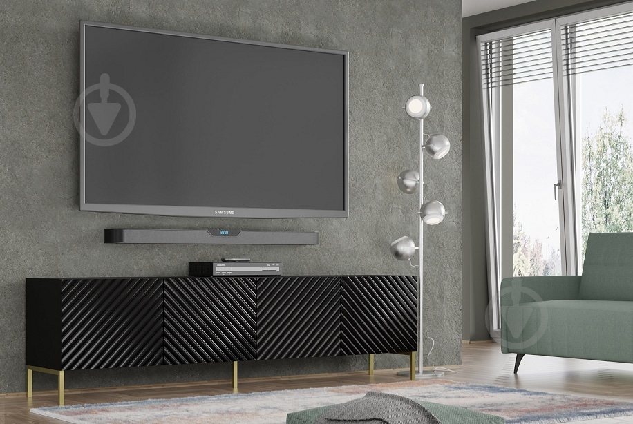 Тумба под ТВ BIM Furniture Surf 4д 2000x560x420 мм черный/золотой(SURF_TV_STAND_200_4D_BLACK_GLO) - фото 4 Тумба под ТВ BIM Furniture Surf 4д 2000x560x420 мм черный/золотой(SURF_TV_STAND_200_4D_BLACK_GLO) - фото 4