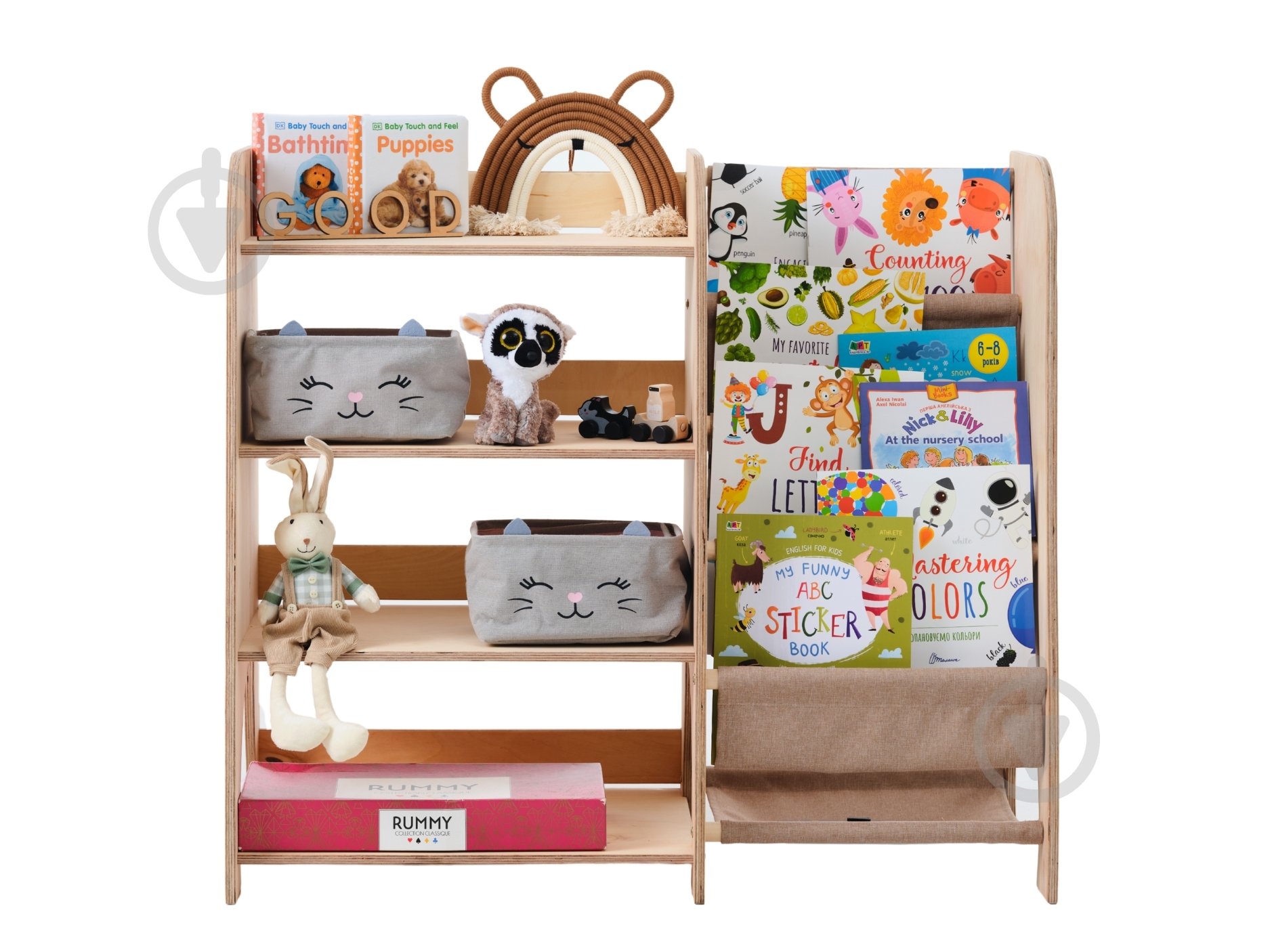 Стелаж Goodevas Монтессорі великий 2в1 для книг та іграшок E648 бежевий - фото 18 Стелаж Goodevas Монтессорі великий 2в1 для книг та іграшок E648 бежевий - фото 18