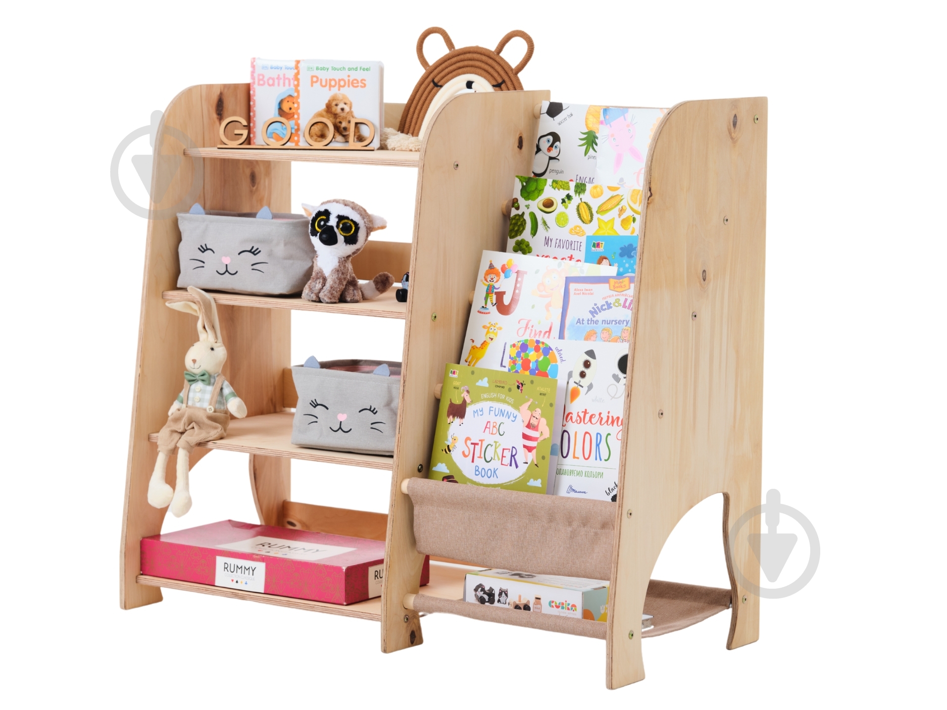 Стелаж Goodevas Монтессорі великий 2в1 для книг та іграшок E648 бежевий - фото 19 Стелаж Goodevas Монтессорі великий 2в1 для книг та іграшок E648 бежевий - фото 19