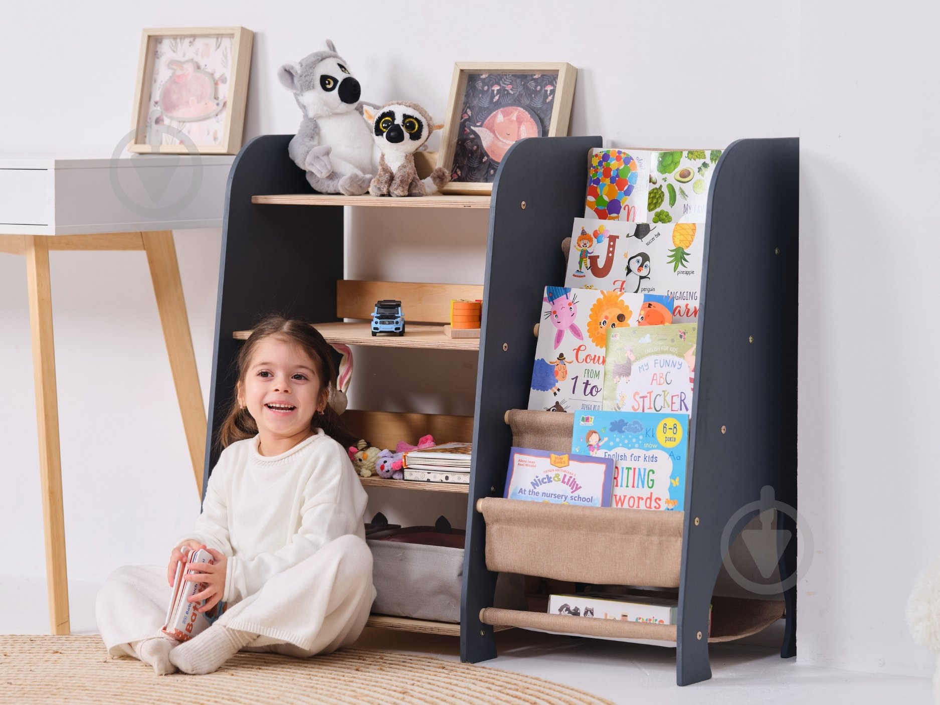 Стелаж Goodevas Монтессорі великий 2в1 для книг та іграшок E648 бежевий - фото 10 Стелаж Goodevas Монтессорі великий 2в1 для книг та іграшок E648 бежевий - фото 10