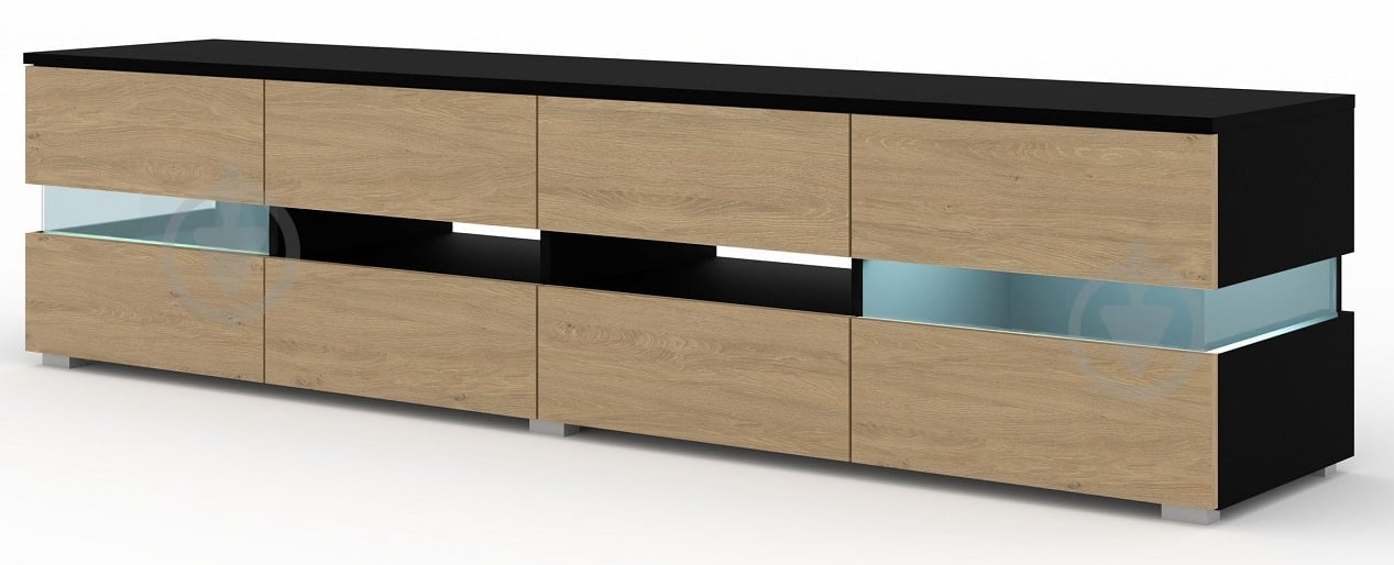 Тумба под ТВ BIM Furniture Viper 8д 1860x450x390 мм черный матовый/дуб каменный (VIPER_TV_STAND_186_2D4K_BLACK_) - фото 3 Тумба под ТВ BIM Furniture Viper 8д 1860x450x390 мм черный матовый/дуб каменный (VIPER_TV_STAND_186_2D4K_BLACK_) - фото 3