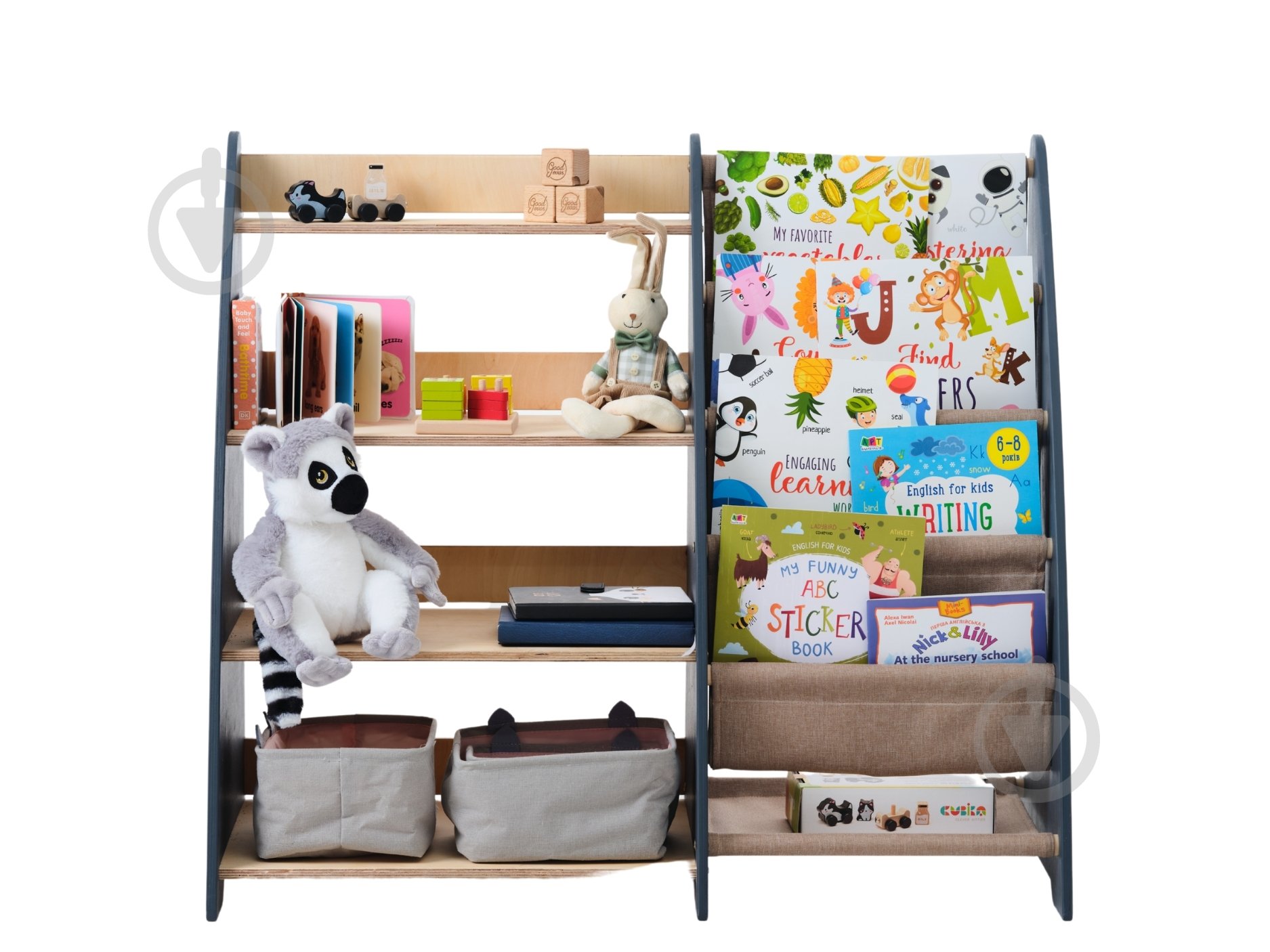 Стелаж Goodevas Монтессорі 2в1 для книг та іграшок E624 молочний - фото 7 Стелаж Goodevas Монтессорі 2в1 для книг та іграшок E624 молочний - фото 7