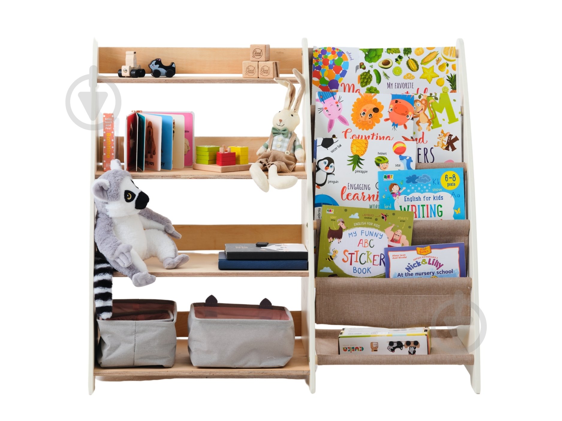 Стелаж Goodevas Монтессорі 2в1 для книг та іграшок E624 молочний - фото 18 Стелаж Goodevas Монтессорі 2в1 для книг та іграшок E624 молочний - фото 18